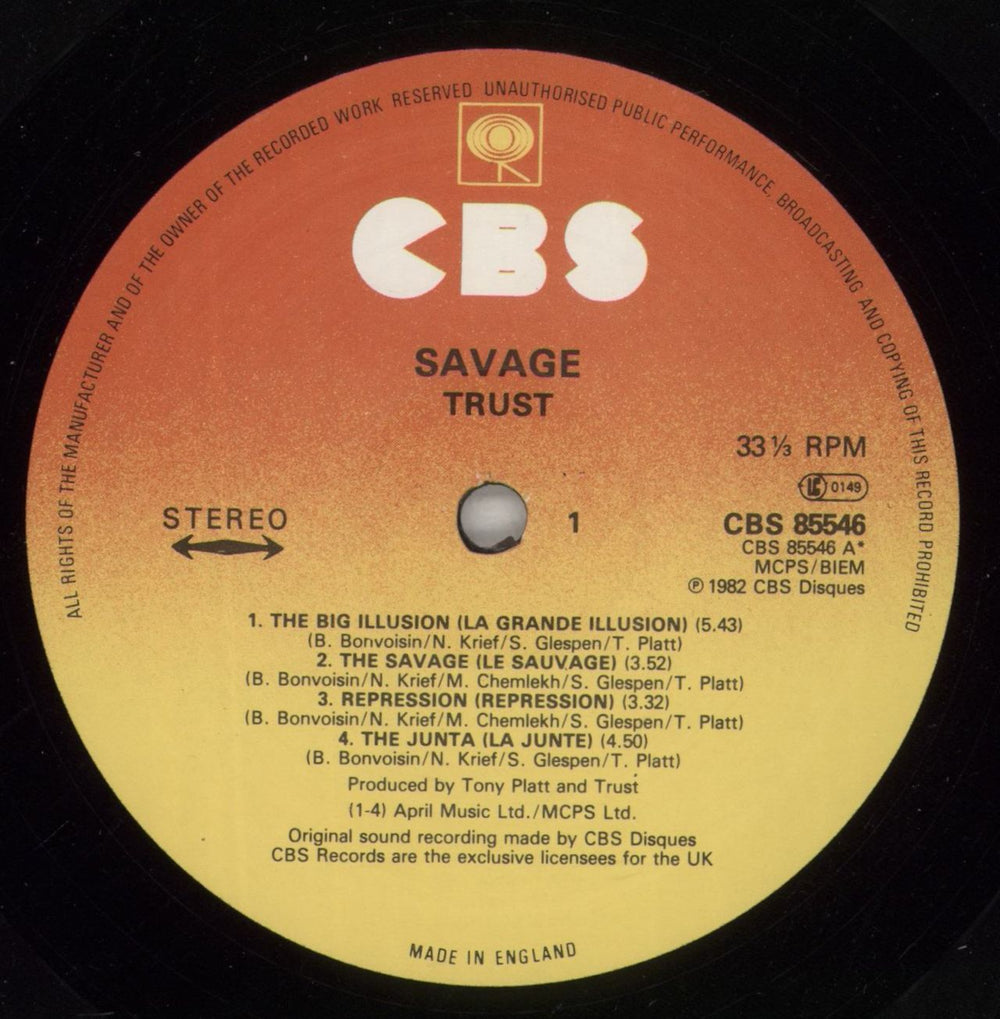 Trust Savage UK vinyl LP album (LP record) TT9LPSA869703