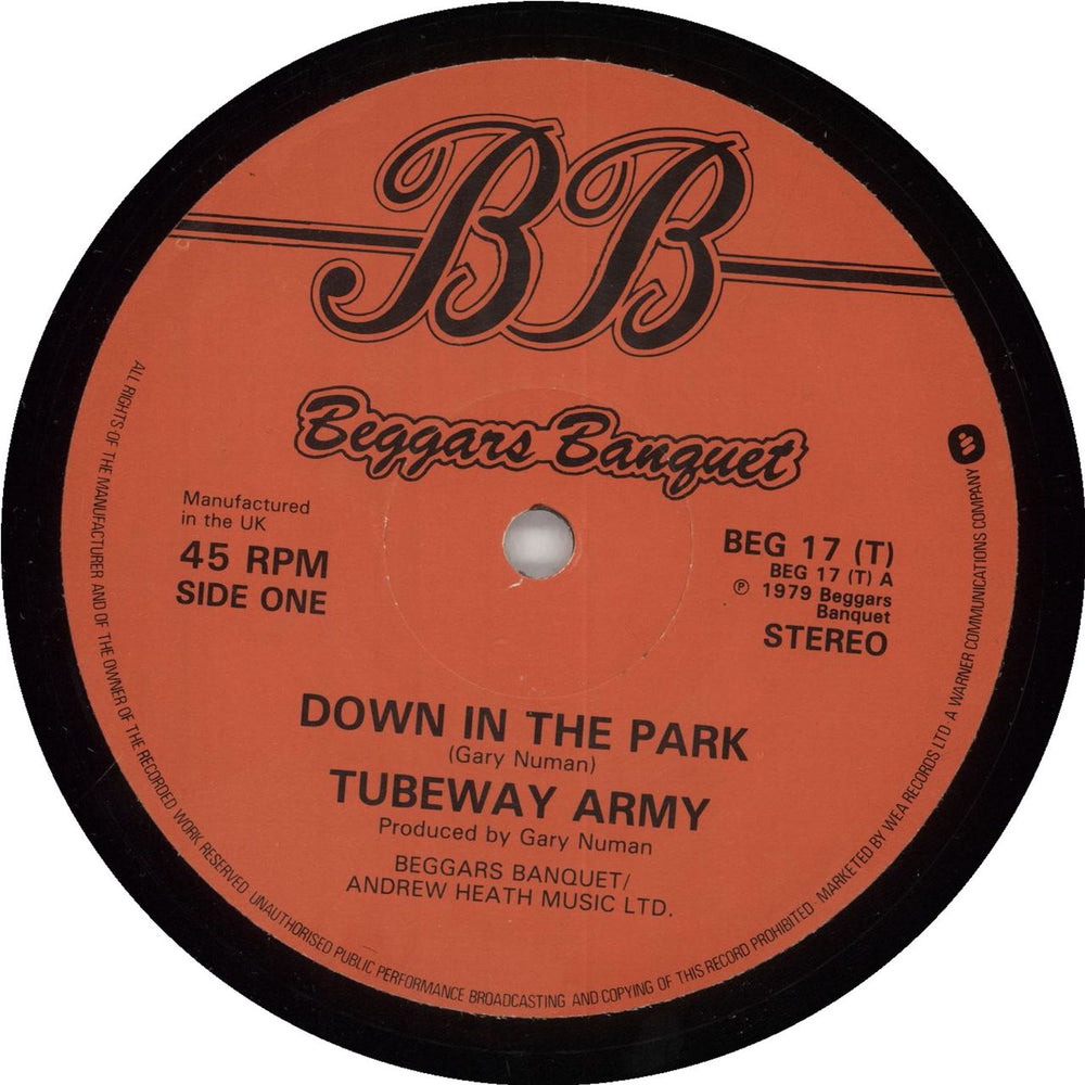 Tubeway Army Down In The Park UK 12" vinyl single (12 inch record / Maxi-single)