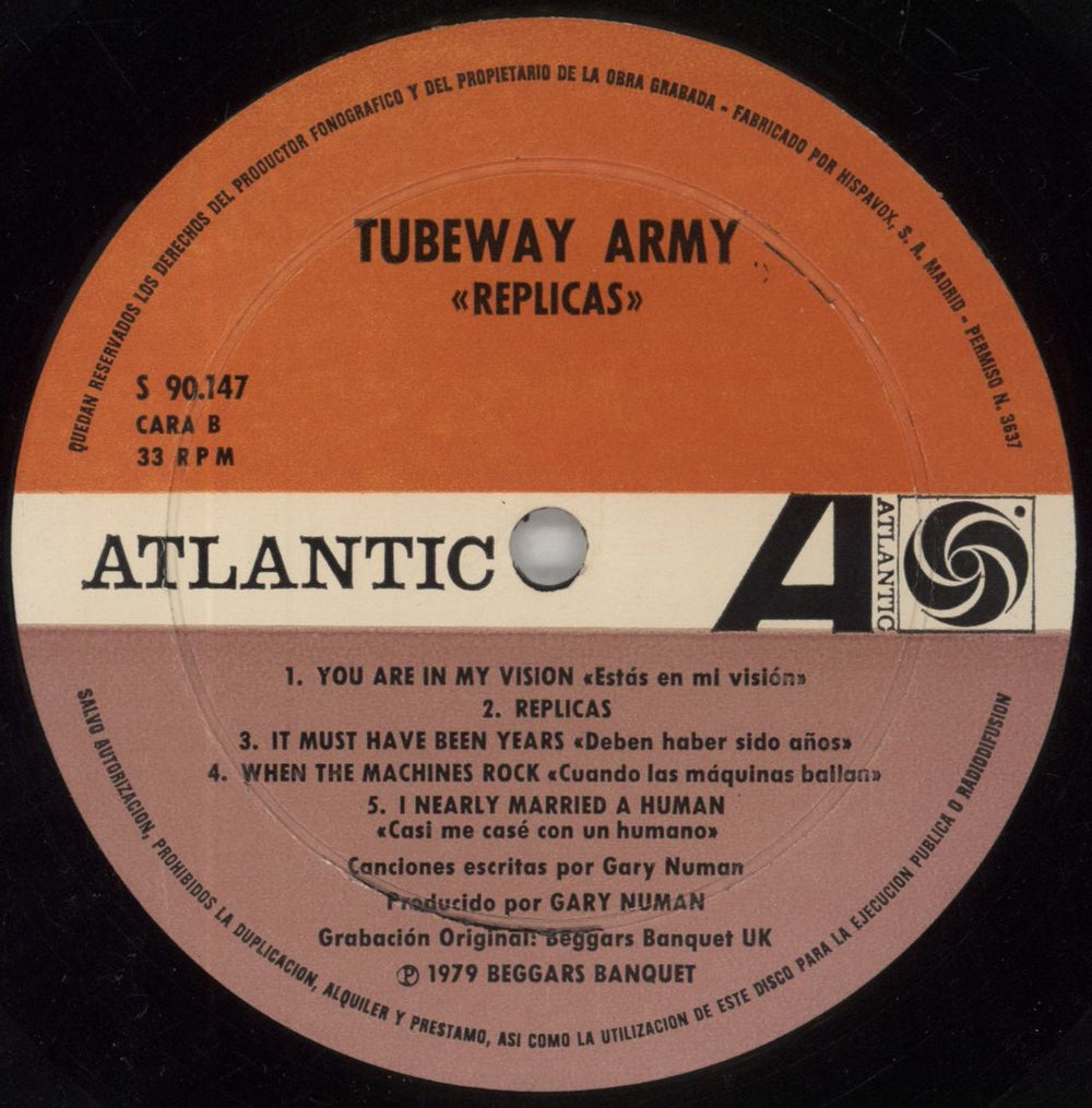 Tubeway Army Replicas + Inner Spanish vinyl LP album (LP record) TUBLPRE849625