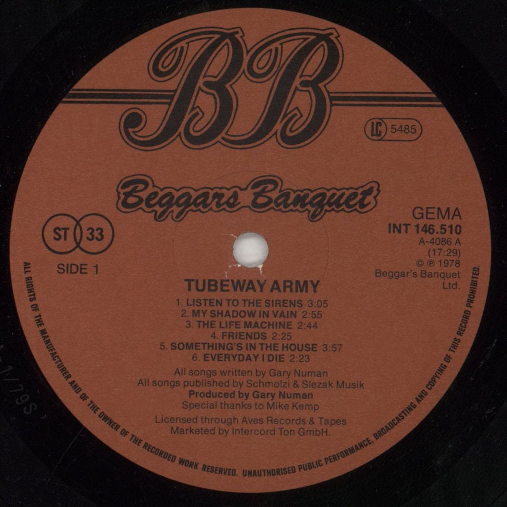 Tubeway Army Tubeway Army German vinyl LP album (LP record) TUBLPTU853547