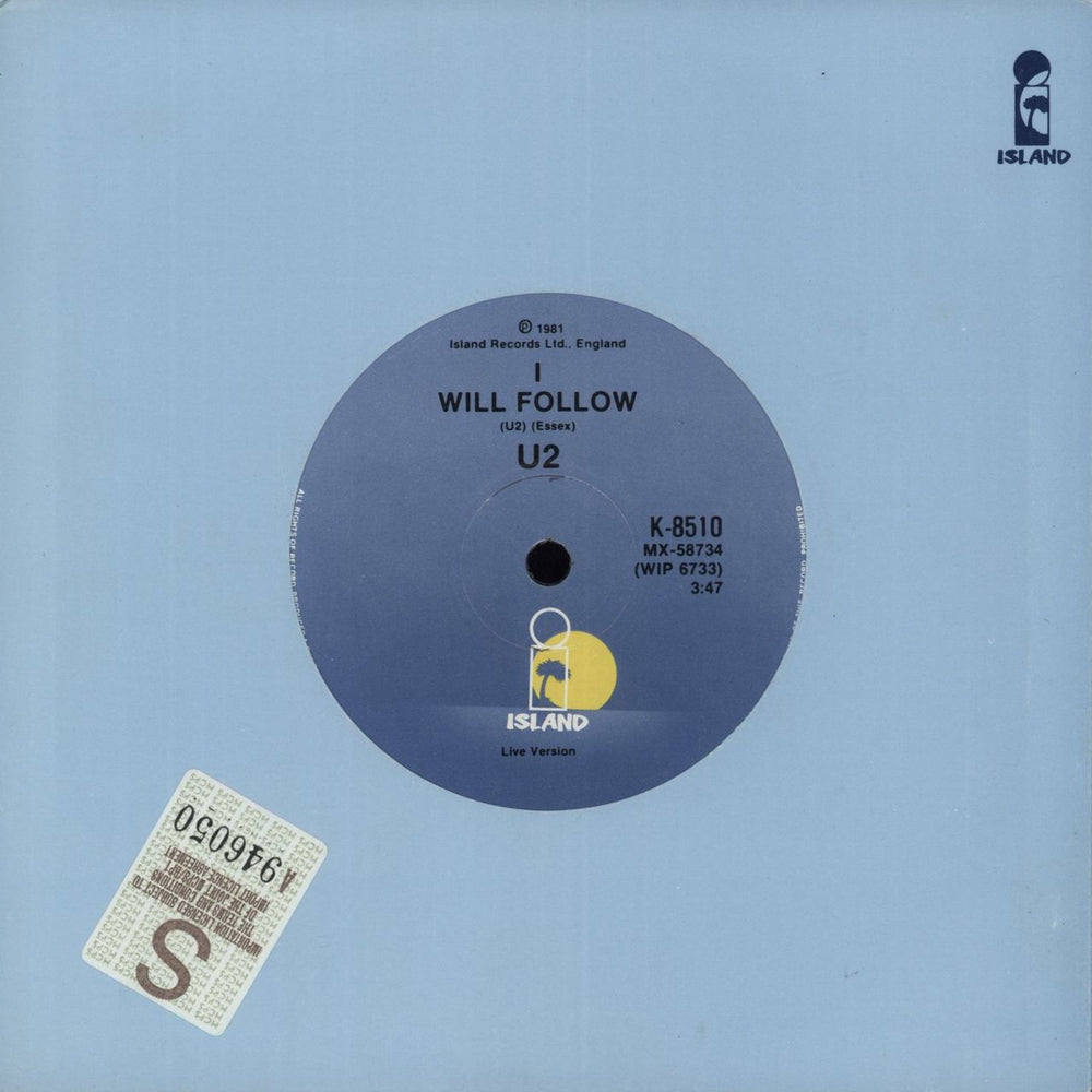 U2 Gloria - Island Sleeve Australian 7" vinyl single (7 inch record / 45)