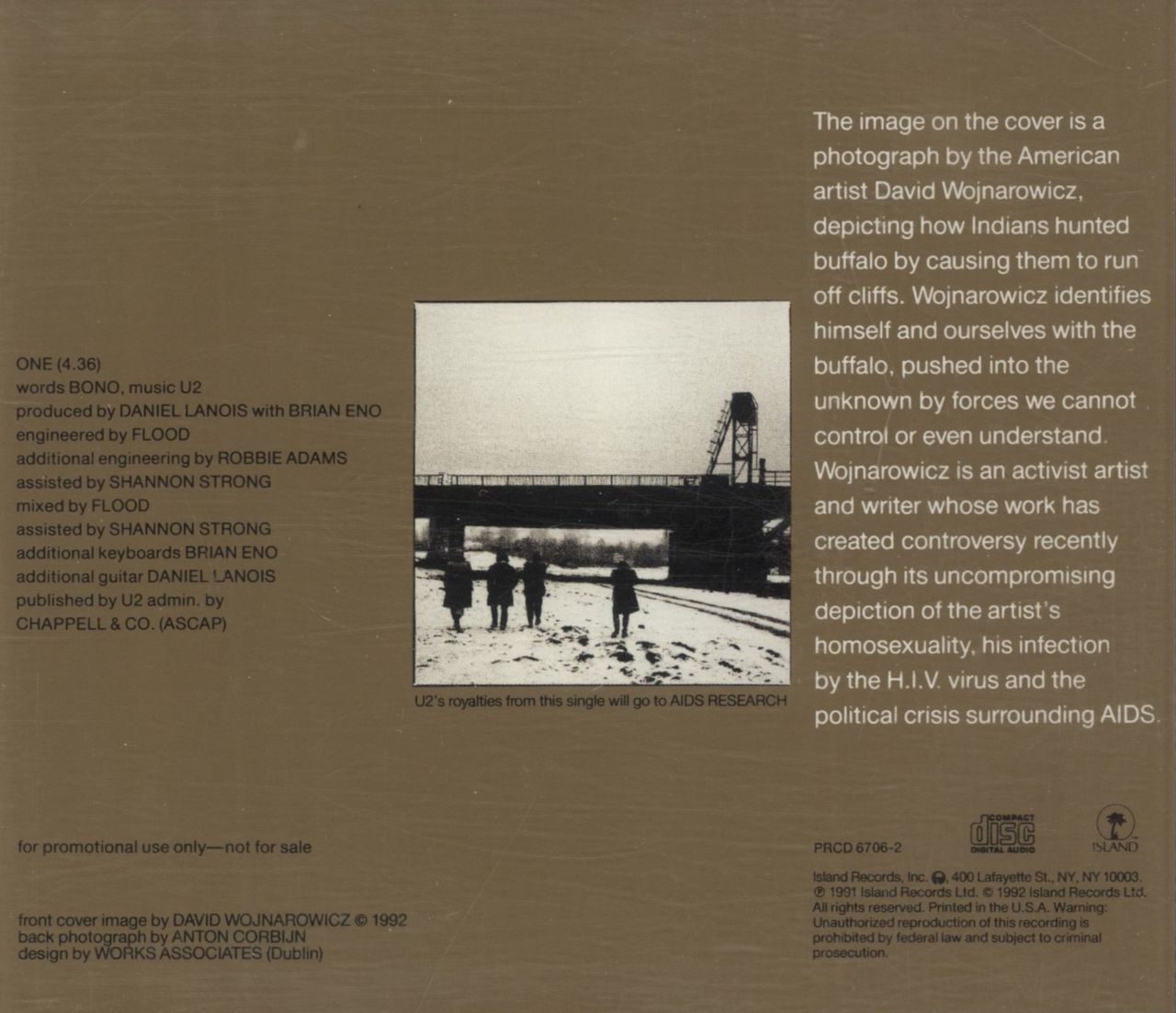U2 One US Promo CD single (CD5 / 5")