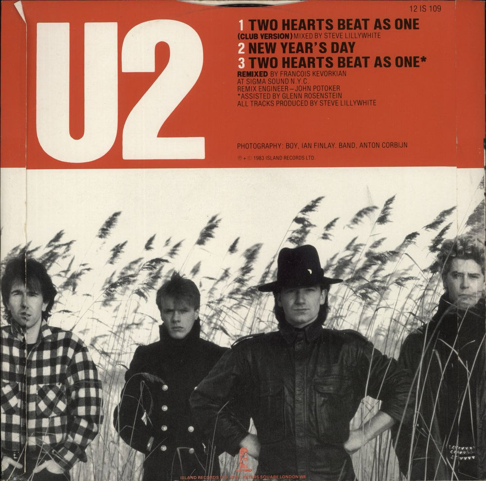U2 Two Hearts Beat As One + Sleeve UK 12" vinyl single (12 inch record / Maxi-single)