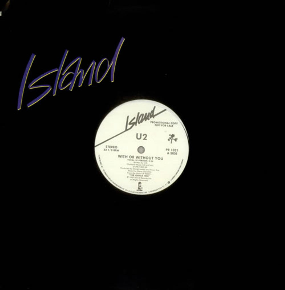 U2 With Or Without You - Brown Vinyl US Promo 12" vinyl single (12 inch record / Maxi-single) PR1021