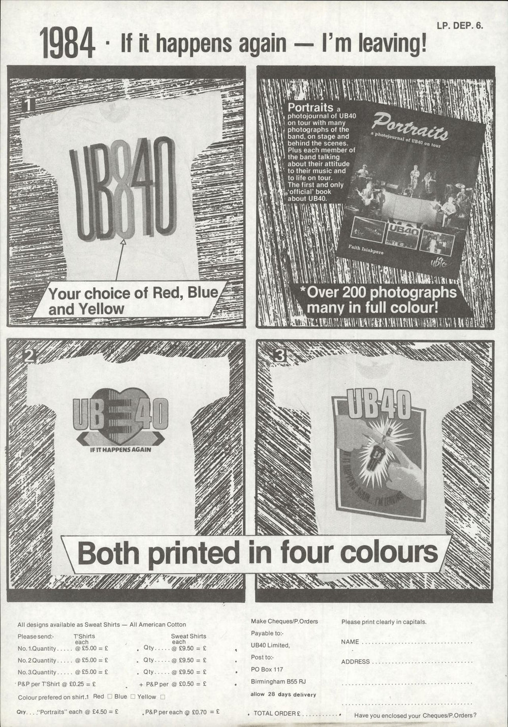 UB40 Geffery Morgan + Merch Insert UK vinyl LP album (LP record)