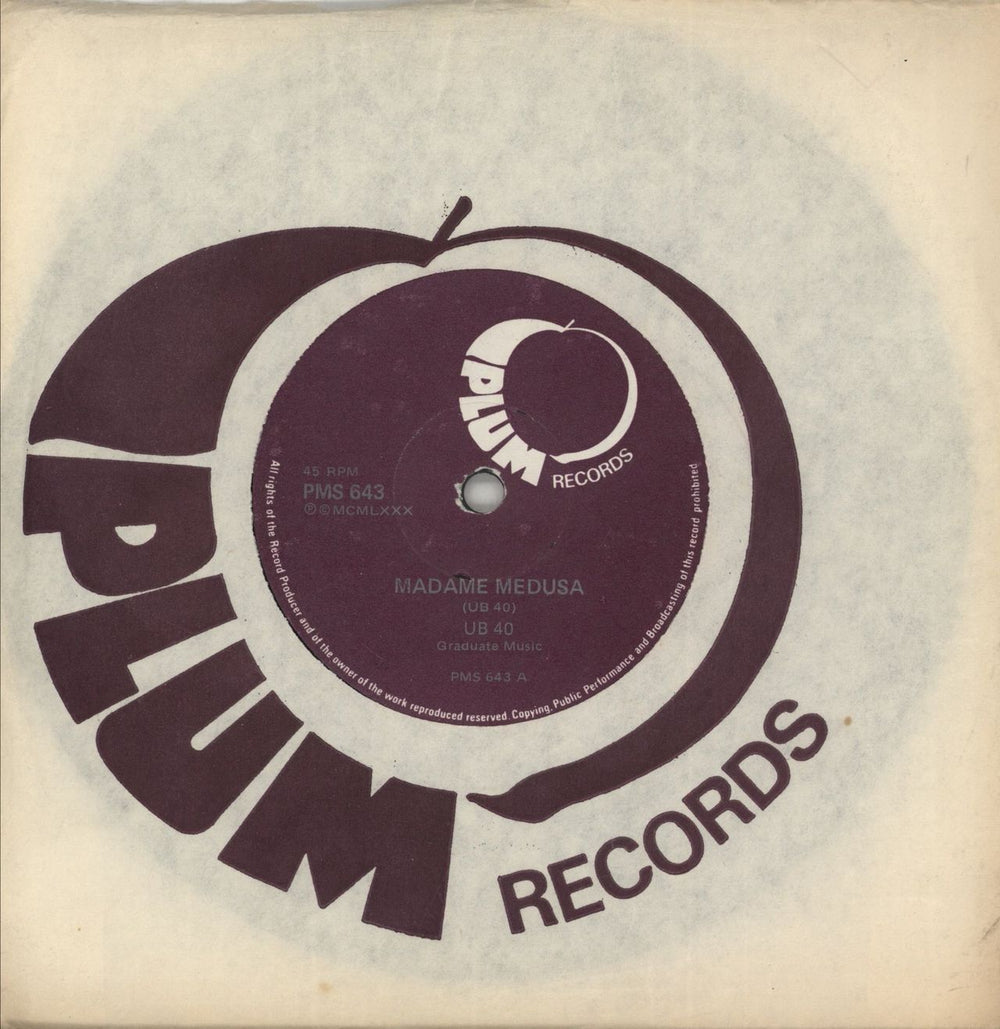 UB40 Madame Medusa South African 7" vinyl single (7 inch record / 45) PMS643