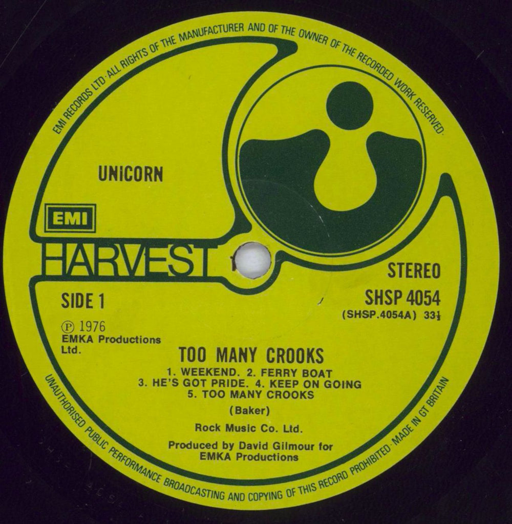 Unicorn Too Many Crooks UK vinyl LP album (LP record) UNCLPTO833781