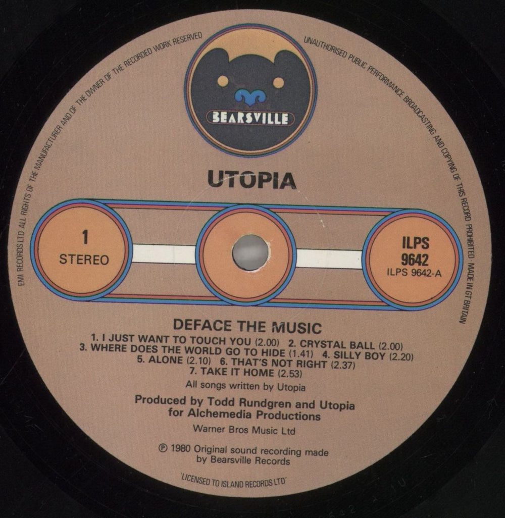 Utopia (US) Deface The Music UK vinyl LP album (LP record) UTOLPDE458612
