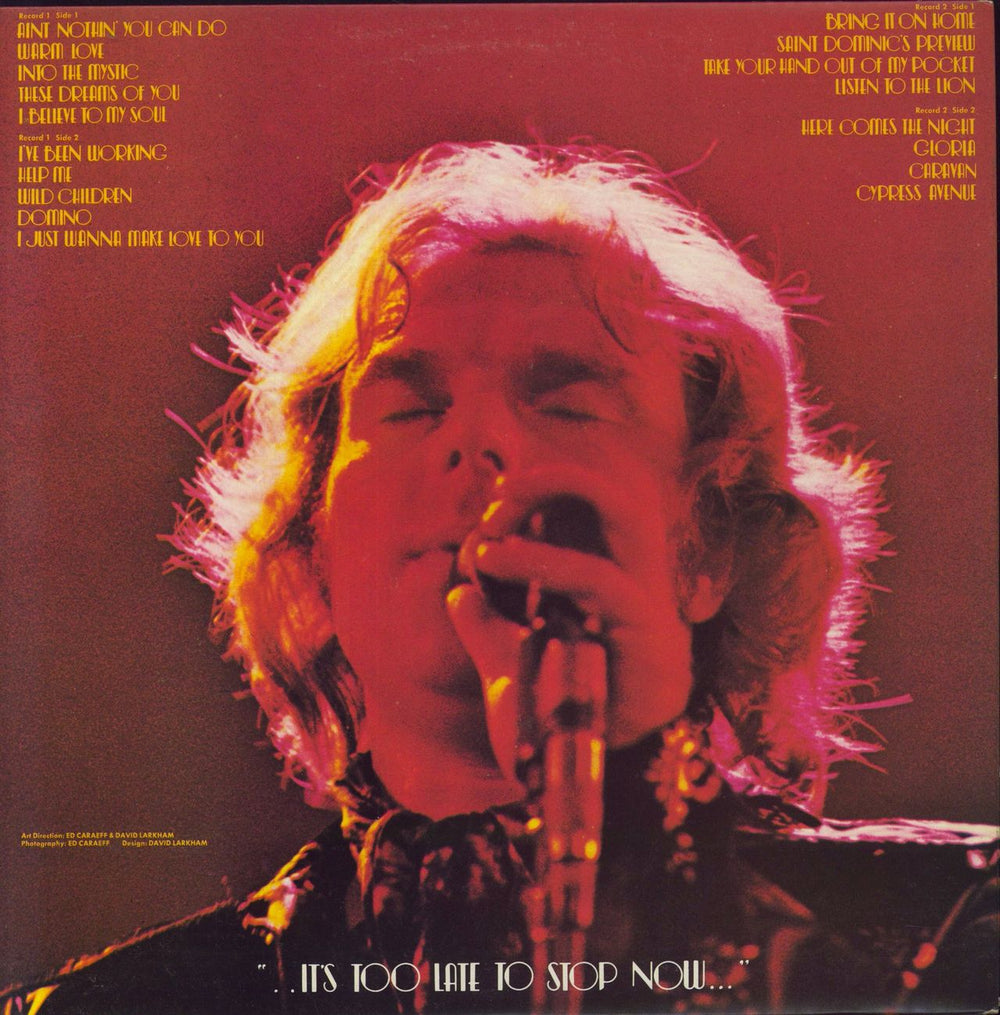 Van Morrison It's Too Late To Stop Now - 1st UK 2-LP vinyl record set (Double LP Album)