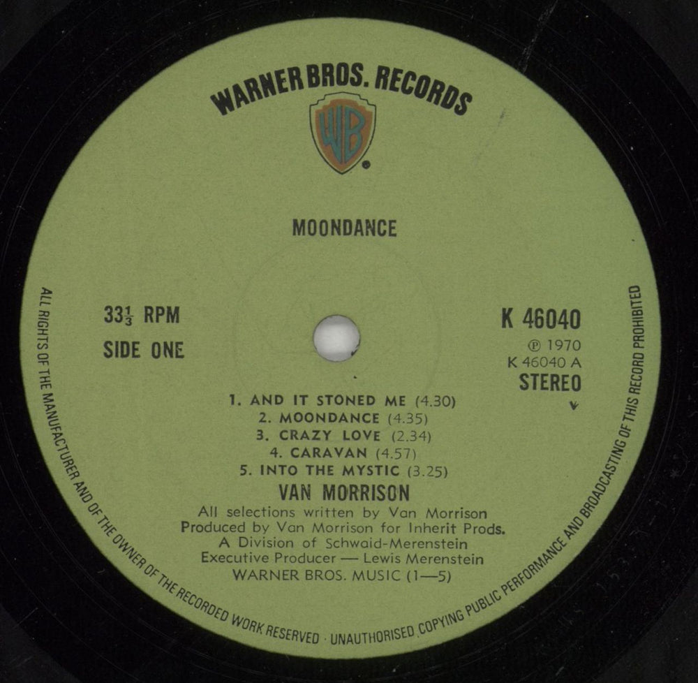 Van Morrison Moondance - Green Label UK vinyl LP album (LP record) VMOLPMO543423