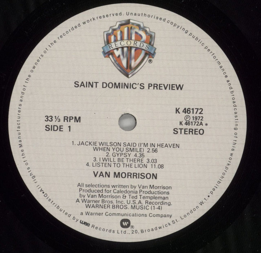 Van Morrison Saint Dominic's Preview - 3rd UK vinyl LP album (LP record) VMOLPSA874456