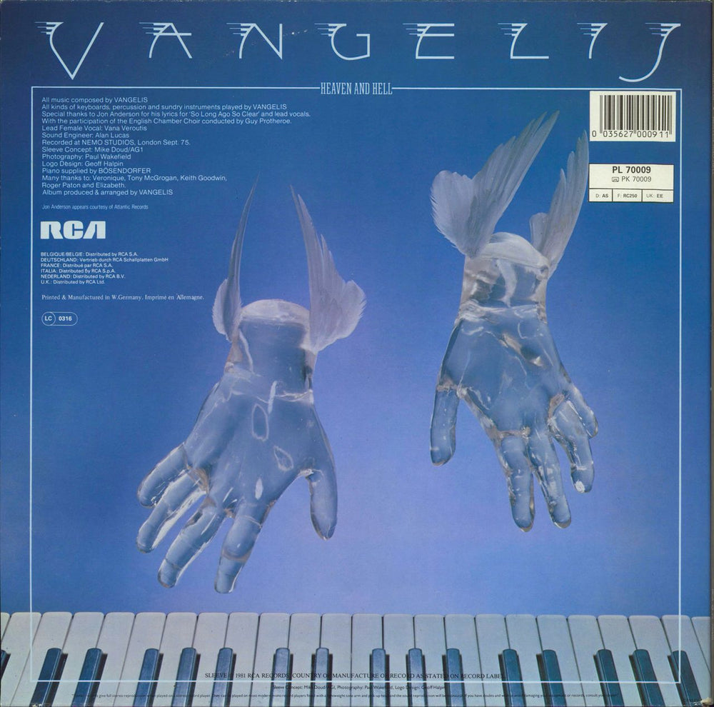 Vangelis Heaven And Hell UK vinyl LP album (LP record) 035627000911