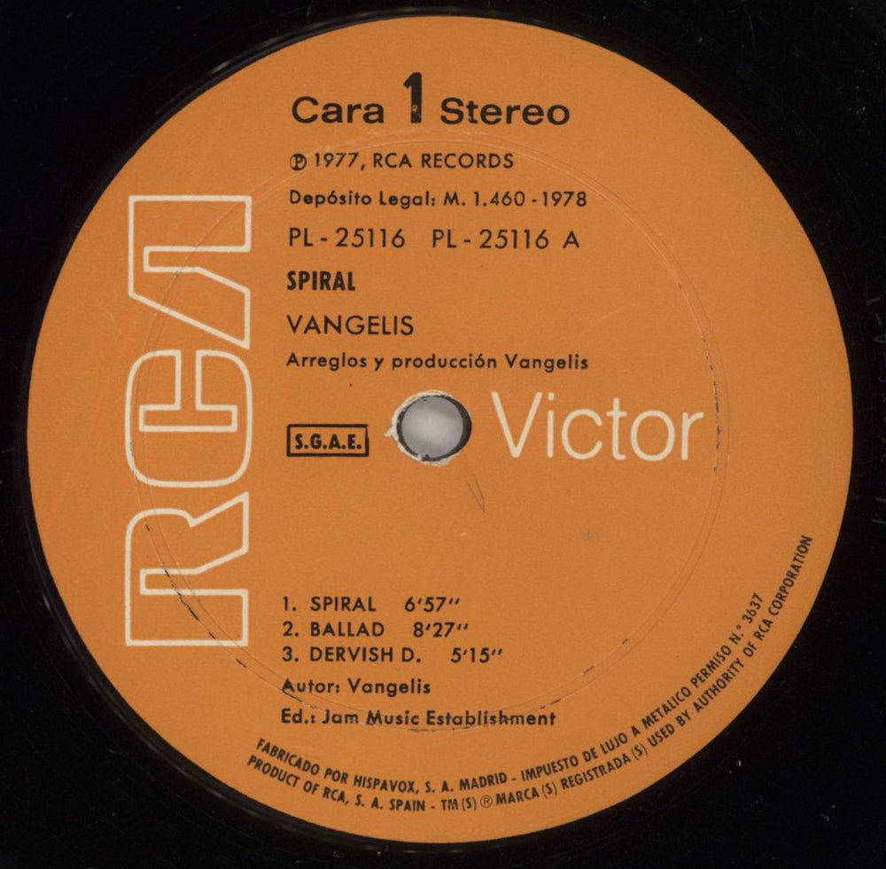 Vangelis Spiral Spanish vinyl LP album (LP record) VGELPSP878308