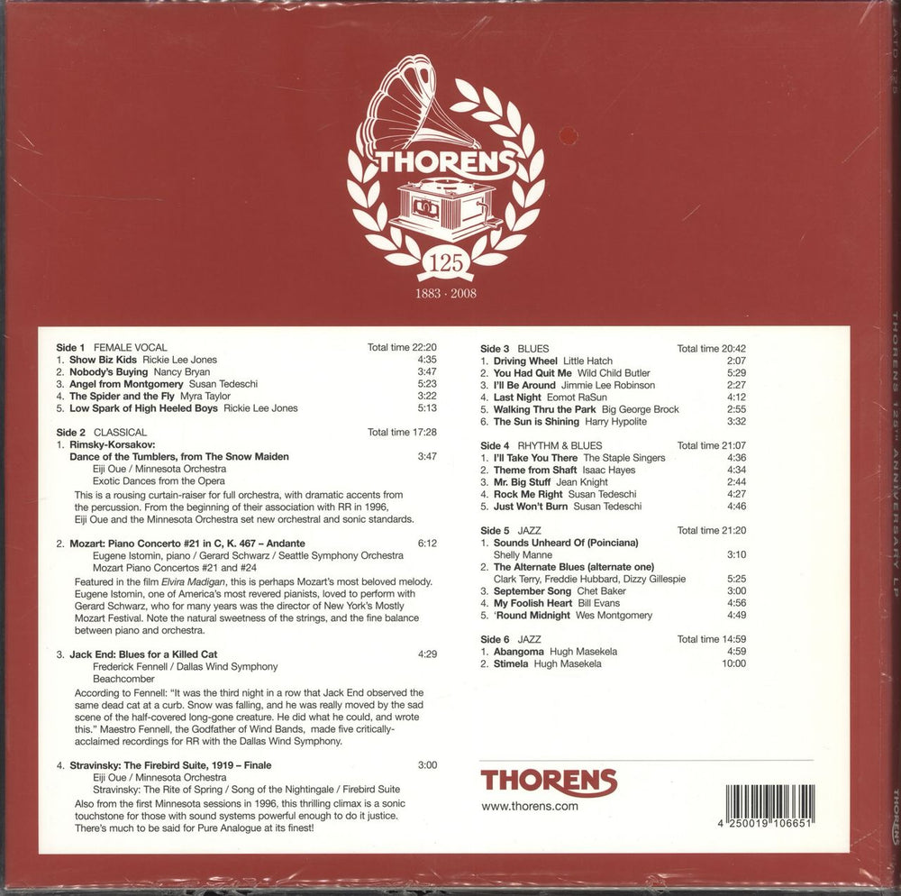 Various Artists Thorens 125th Anniversary LP - Sealed Swiss 3-LP vinyl record set (Triple LP Album) 4250019106651