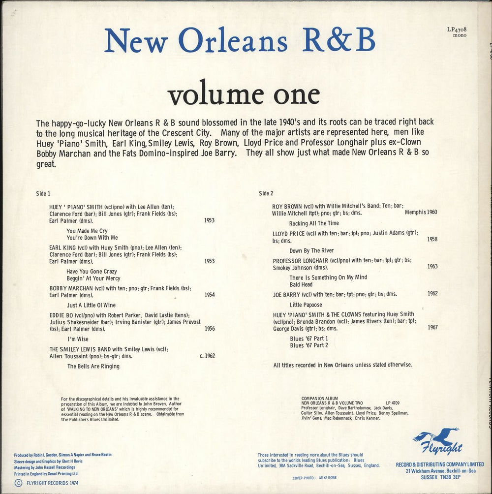 Various-Blues & Gospel New Orleans Rhythm & Blues Vol. 1 UK vinyl LP album (LP record)