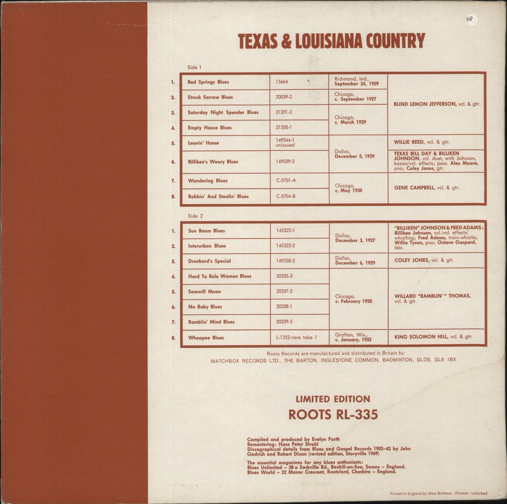 Various-Country Texas & Louisiana Country UK vinyl LP album (LP record)