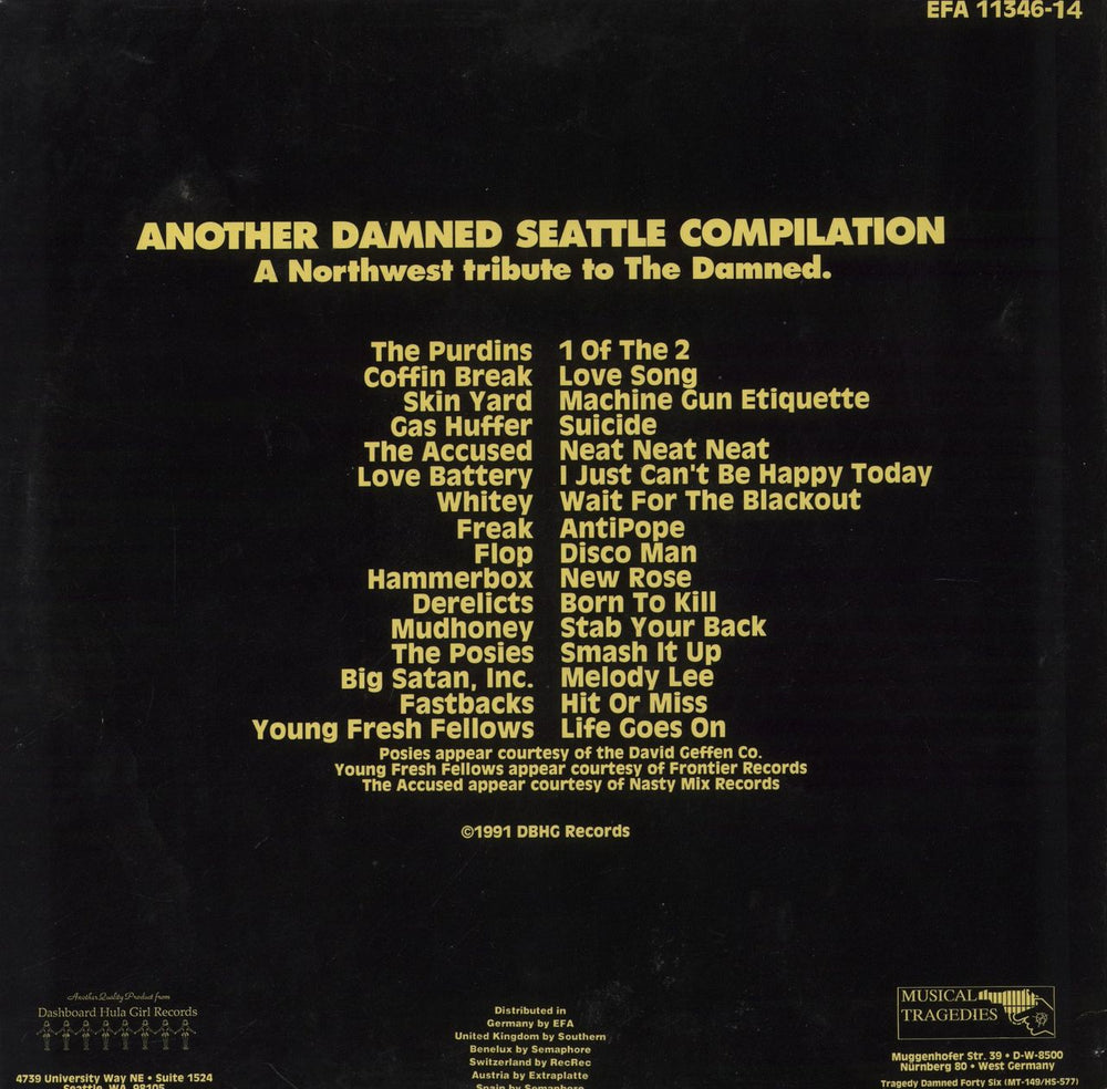 Various-Punk & New Wave Another Damned Seattle Compilation - Yellow Vinyl + 7" UK vinyl LP album (LP record)