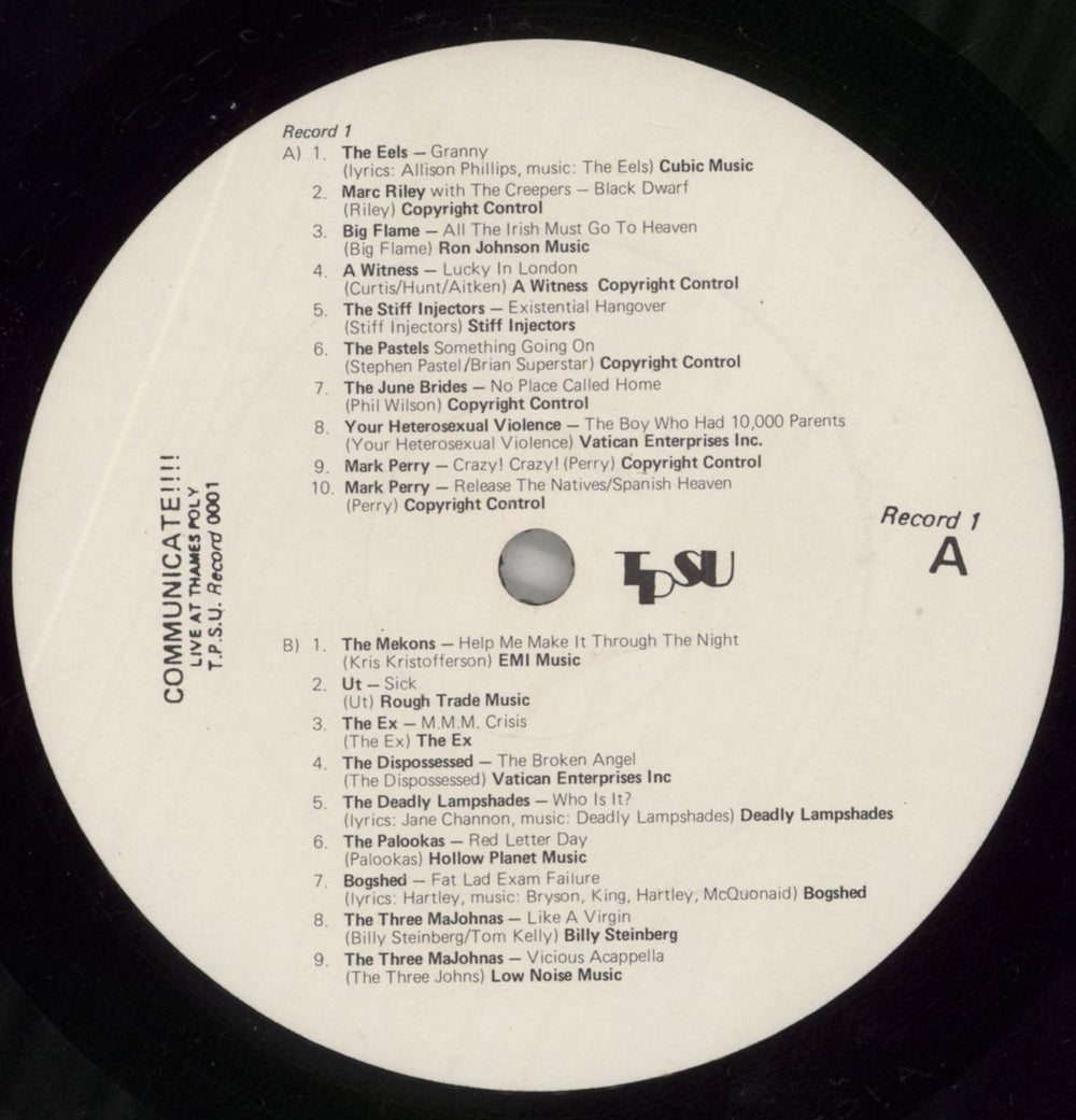 Various-Punk & New Wave Communicate!!!! Live At Thames Poly UK 2-LP vinyl record set (Double LP Album) PVA2LCO860367