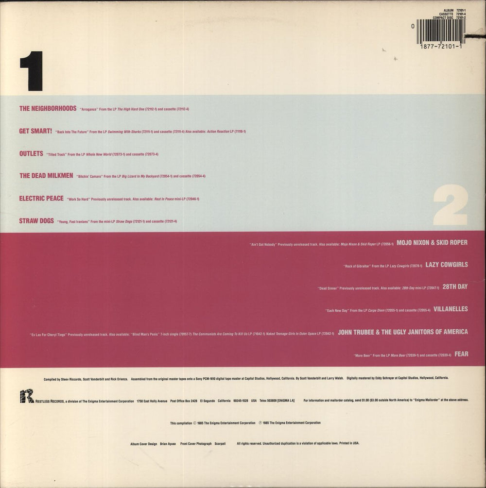 Various-Punk & New Wave Restless Variations US vinyl LP album (LP record) 018777210119