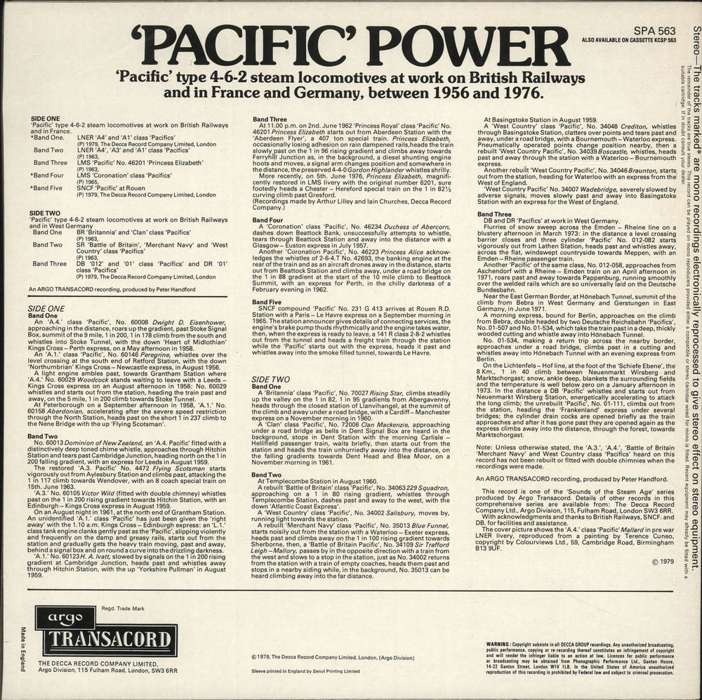 Various-Trains 'Pacific' Power UK vinyl LP album (LP record)