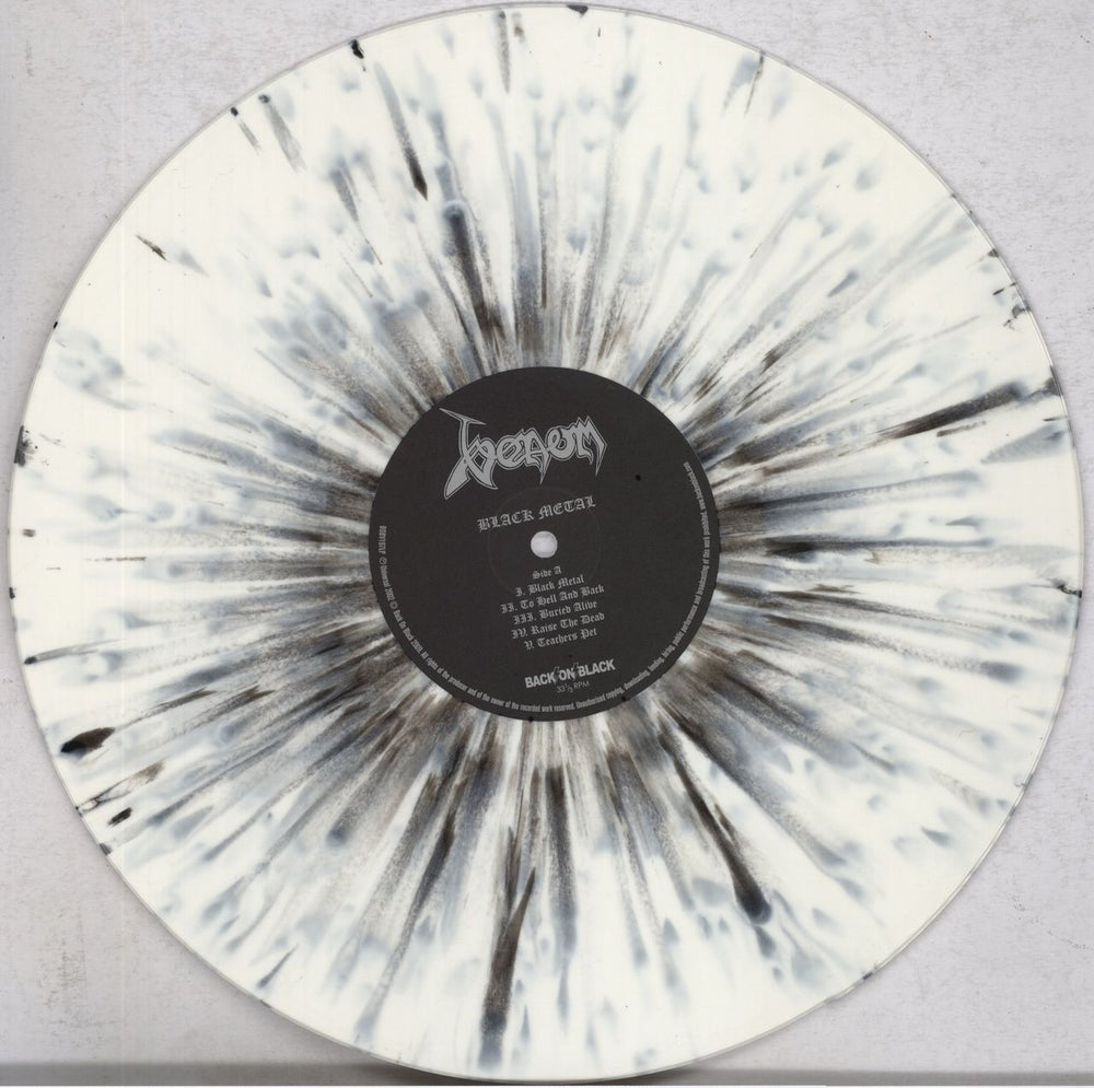 Venom Black Metal - RSD 2013 - Black & Grey Splatter Vinyl UK vinyl LP album (LP record) VNMLPBL835188