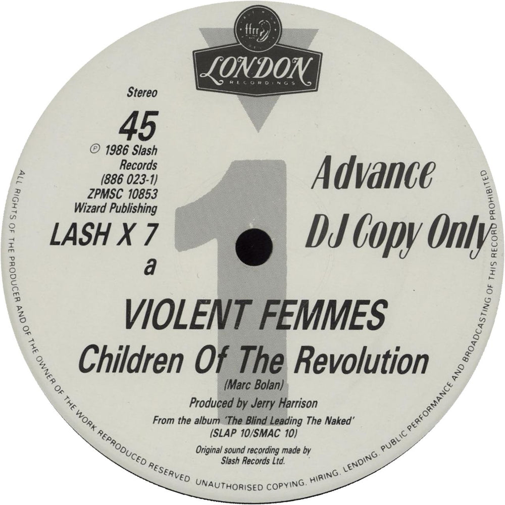 Violent Femmes Children Of The Revolution UK Promo 12" vinyl single (12 inch record / Maxi-single) LASHX7