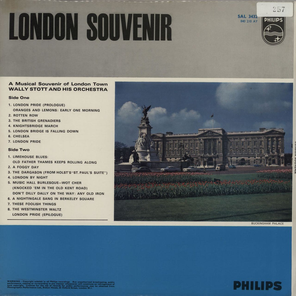 Wally Stott London Souvenir: A Musical Souvenir of London Town UK vinyl LP album (LP record)