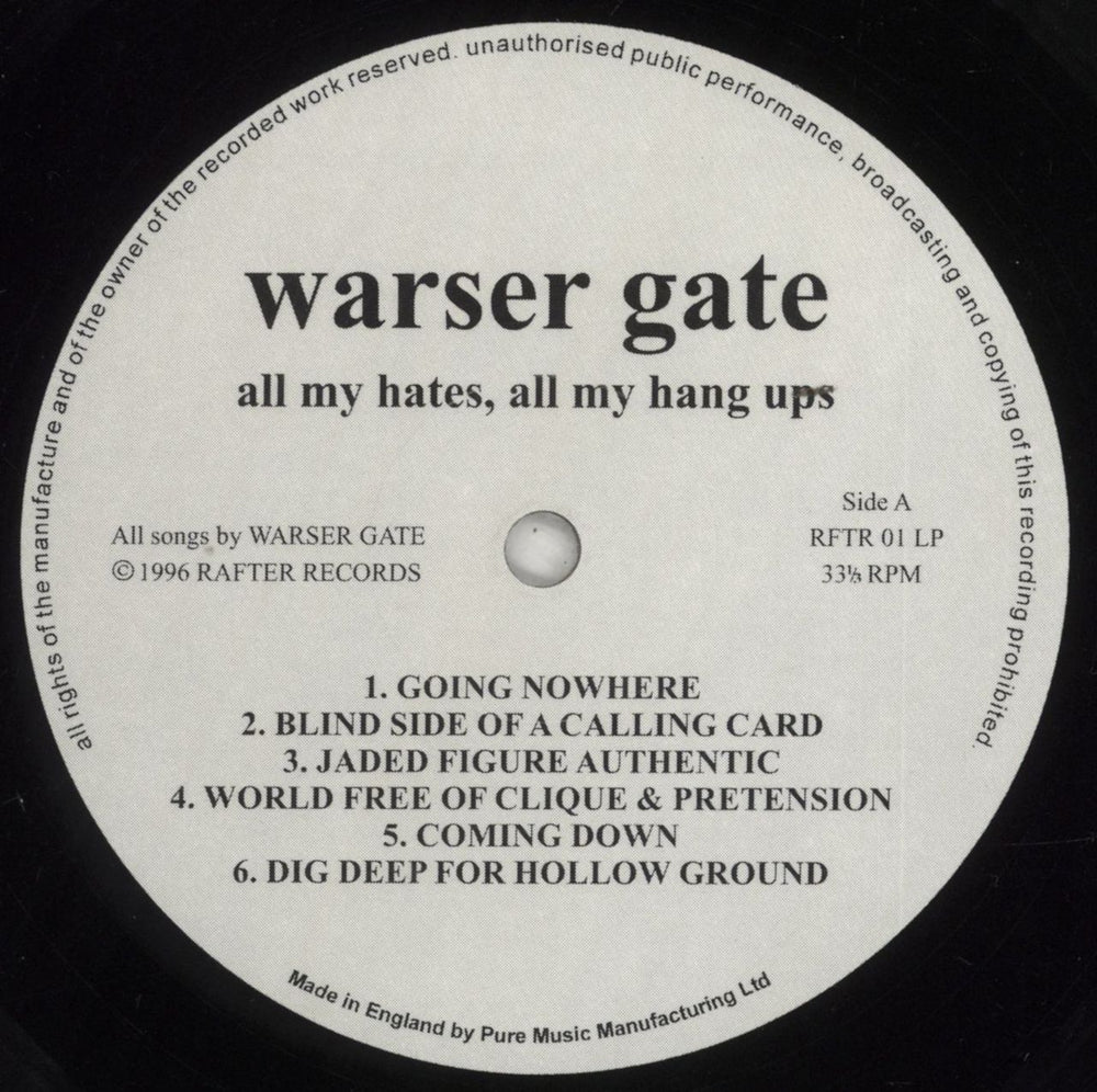 Warser Gate All My Hates, All My Hang Ups UK vinyl LP album (LP record) 8Z9LPAL856753