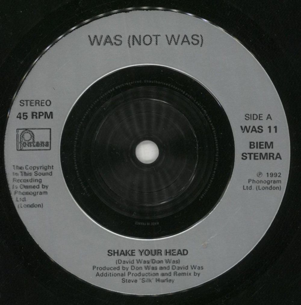 Was (Not Was) Shake Your Head UK 7" vinyl single (7 inch record / 45) WNW07SH513601