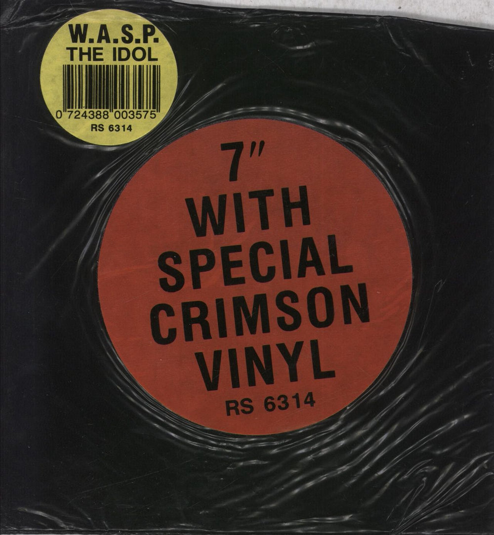 WASP The Idol - Crimson Vinyl + Outer sleeve UK 7" vinyl single (7 inch record / 45) RS6314