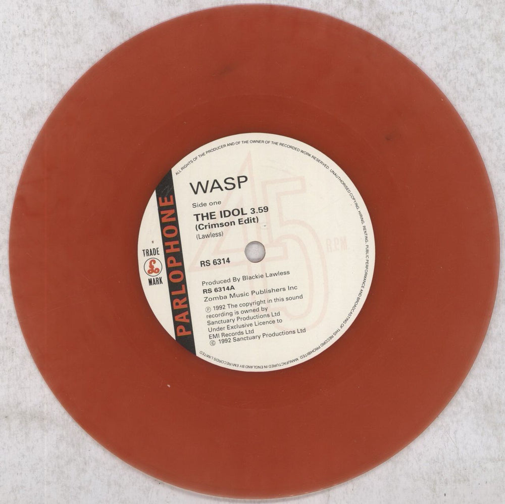 WASP The Idol - Crimson Vinyl + Outer sleeve UK 7" vinyl single (7 inch record / 45) WAS07TH676518