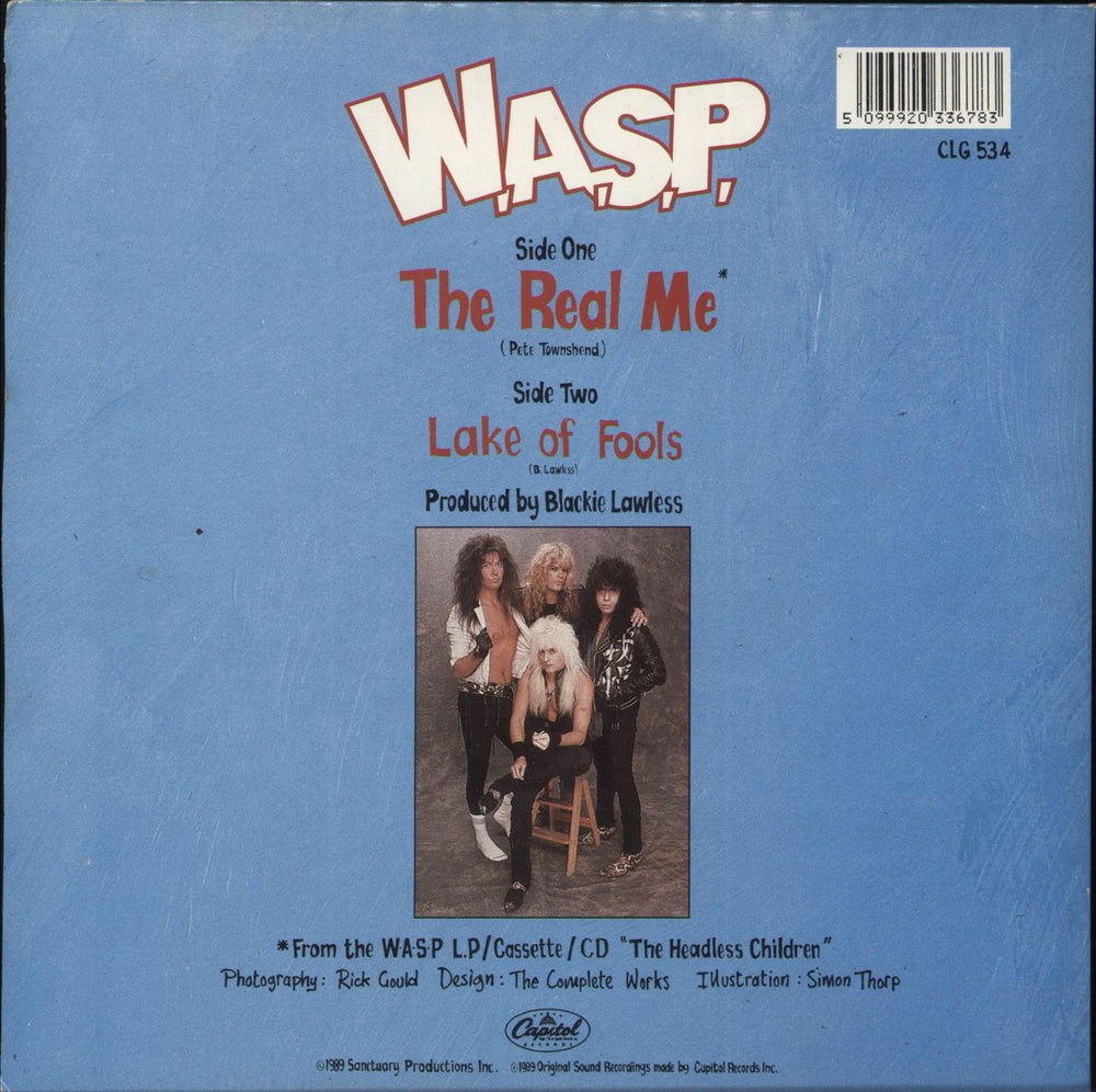 WASP The Real Me - Blue Vinyl UK 7" vinyl single (7 inch record / 45) 5099920336783