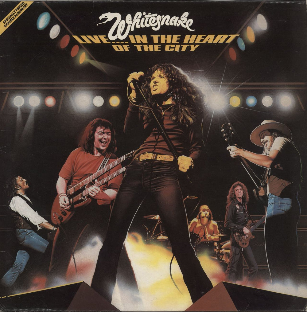 Whitesnake Live.... In The Heart Of The City + Insert UK 2-LP vinyl record set (Double LP Album) SNAKE1