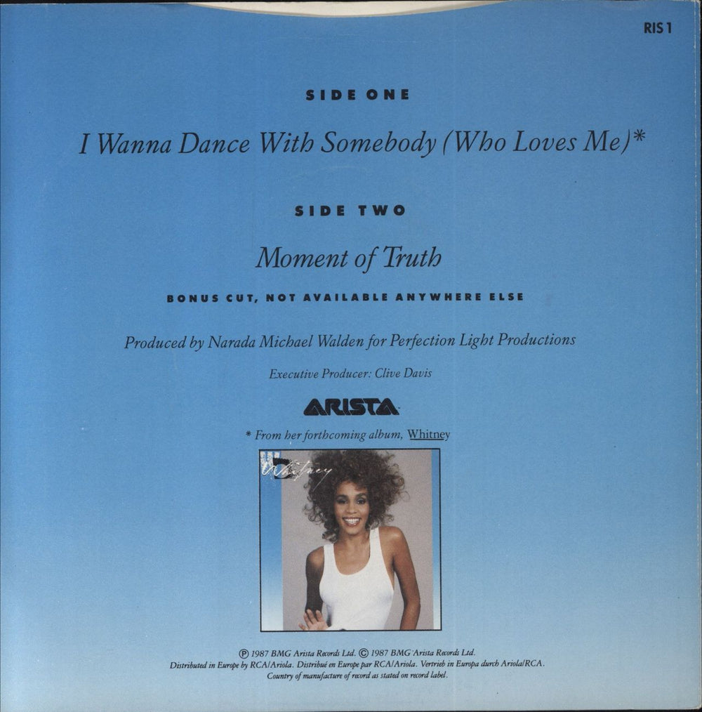 Whitney Houston I Wanna Dance With Somebody (Who Loves Me) UK 7" vinyl single (7 inch record / 45)