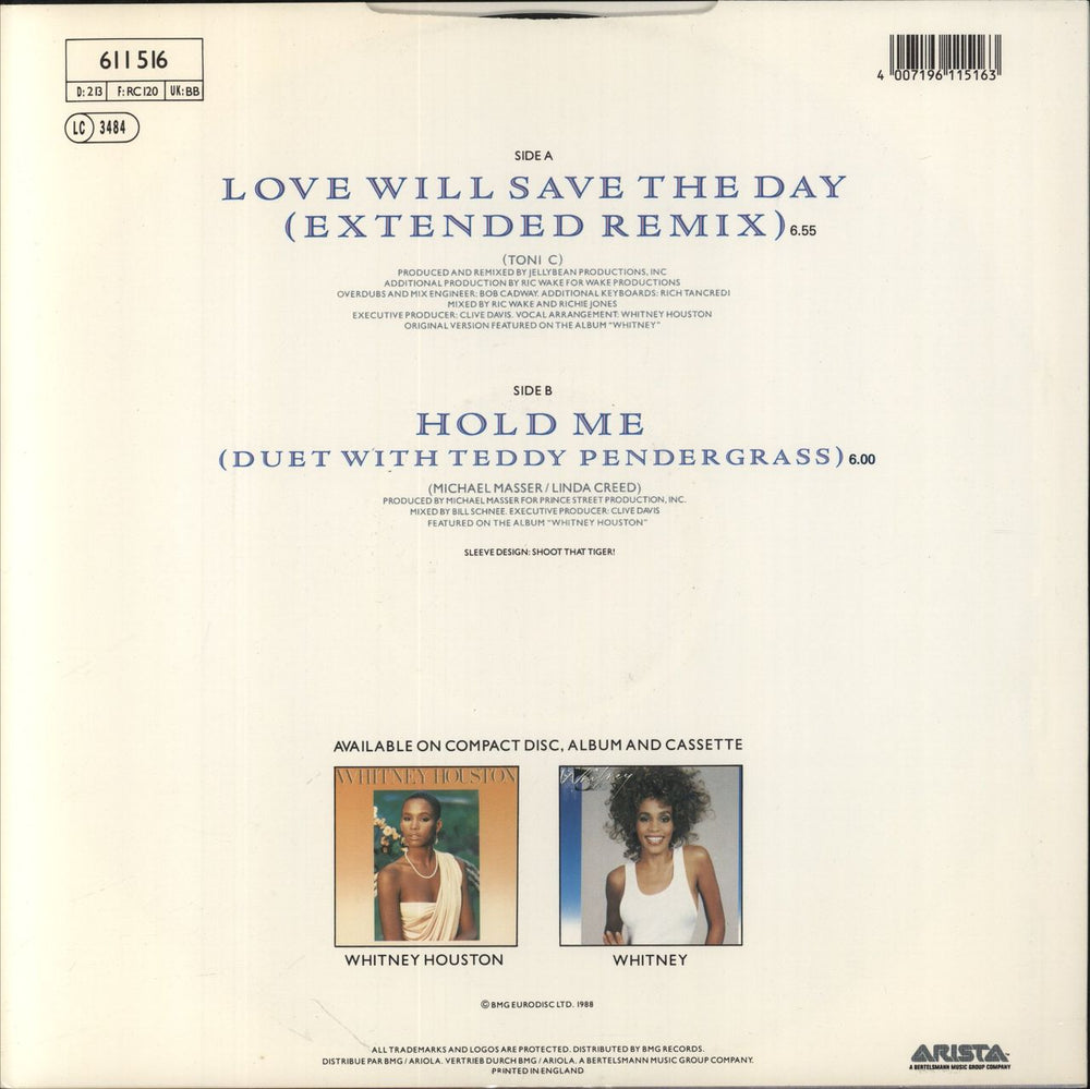 Whitney Houston Love Will Save The Day UK 12" vinyl single (12 inch record / Maxi-single) 4007196115163