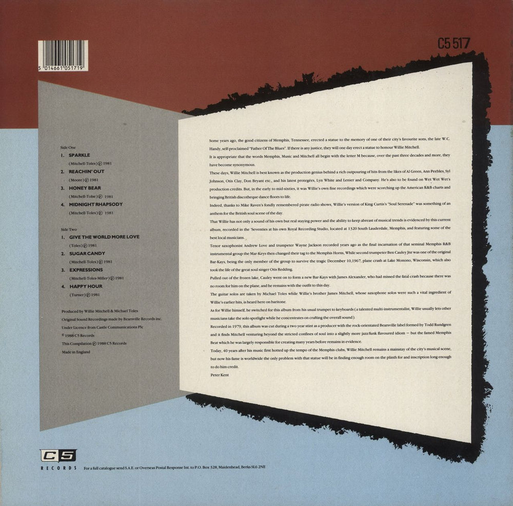 Willie Mitchell Sparkle UK vinyl LP album (LP record) 5014661051719