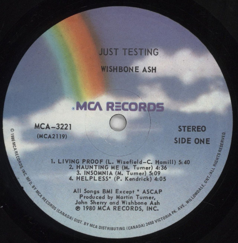 Wishbone Ash Just Testing Canadian vinyl LP album (LP record) WSHLPJU851142