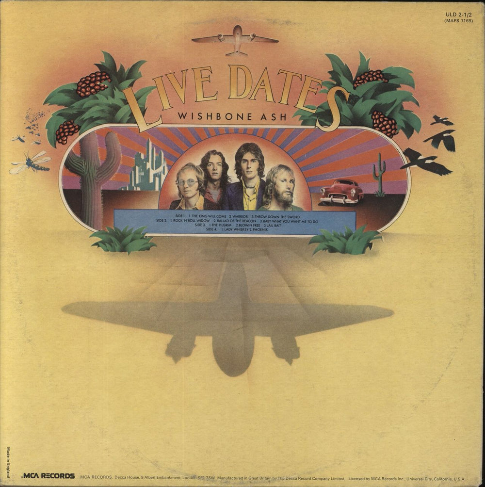 Wishbone Ash Live Dates - VG UK 2-LP vinyl record set (Double LP Album)