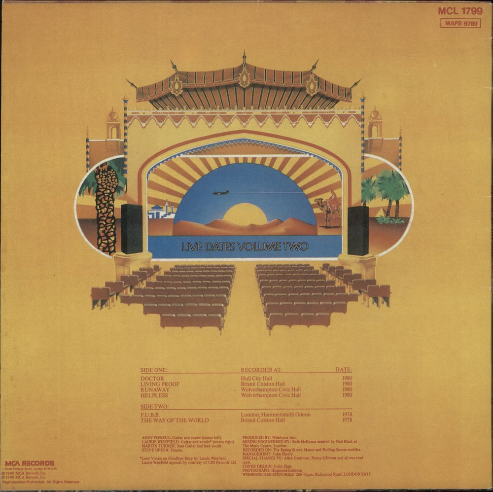 Wishbone Ash Live Dates Volume Two UK vinyl LP album (LP record)