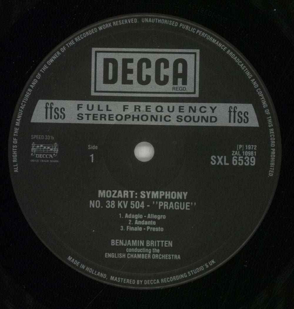 Wolfgang Amadeus Mozart Symphony No.38 "Prague" / Symphony No.8 "Unfinished" UK vinyl LP album (LP record) WZMLPSY877930