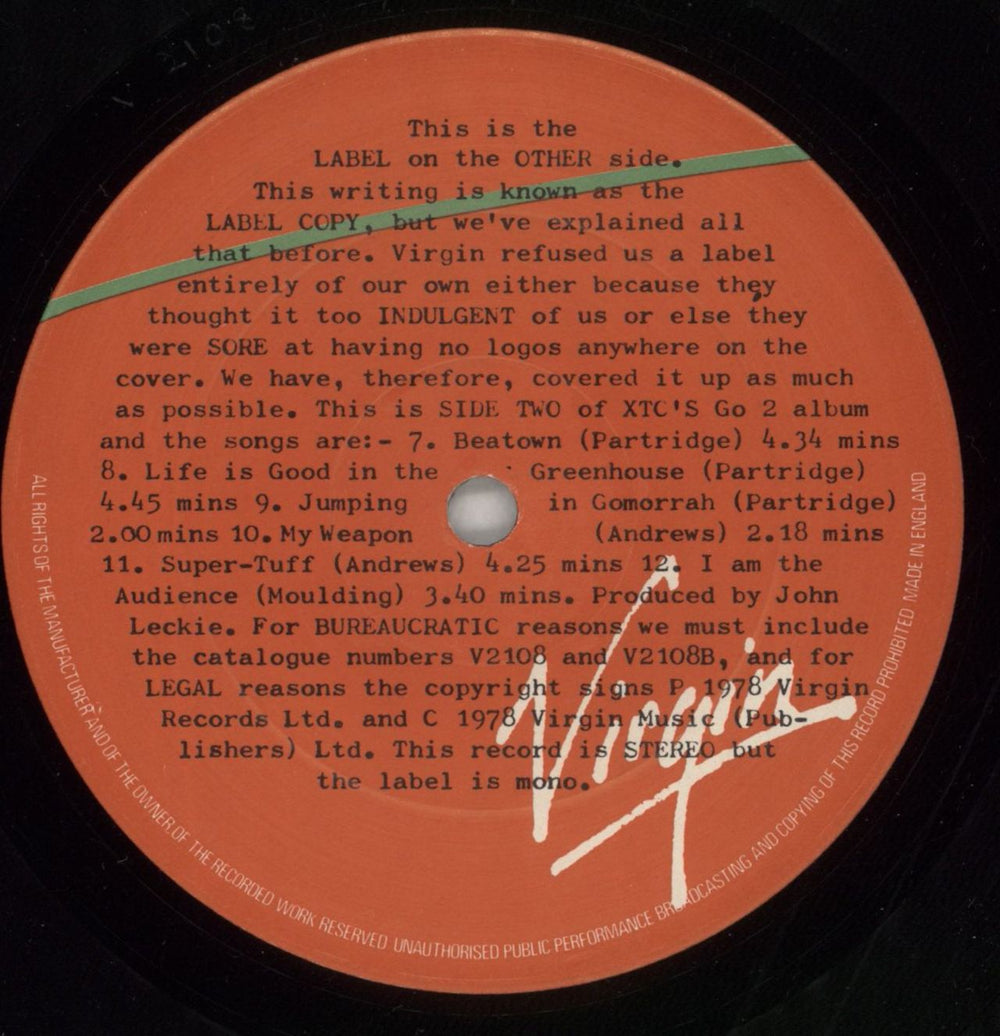 XTC Go 2 + 12" UK vinyl LP album (LP record) 1978