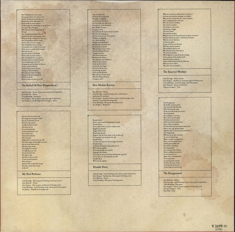 XTC Nonsuch UK 2-LP vinyl record set (Double LP Album) V2699