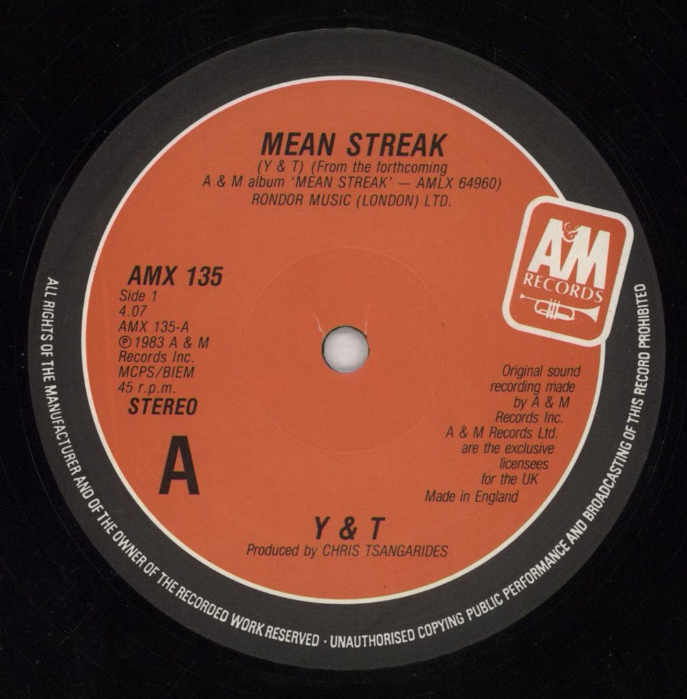 Y&T Mean Streak UK 12" vinyl single (12 inch record / Maxi-single) Y&T12ME229857