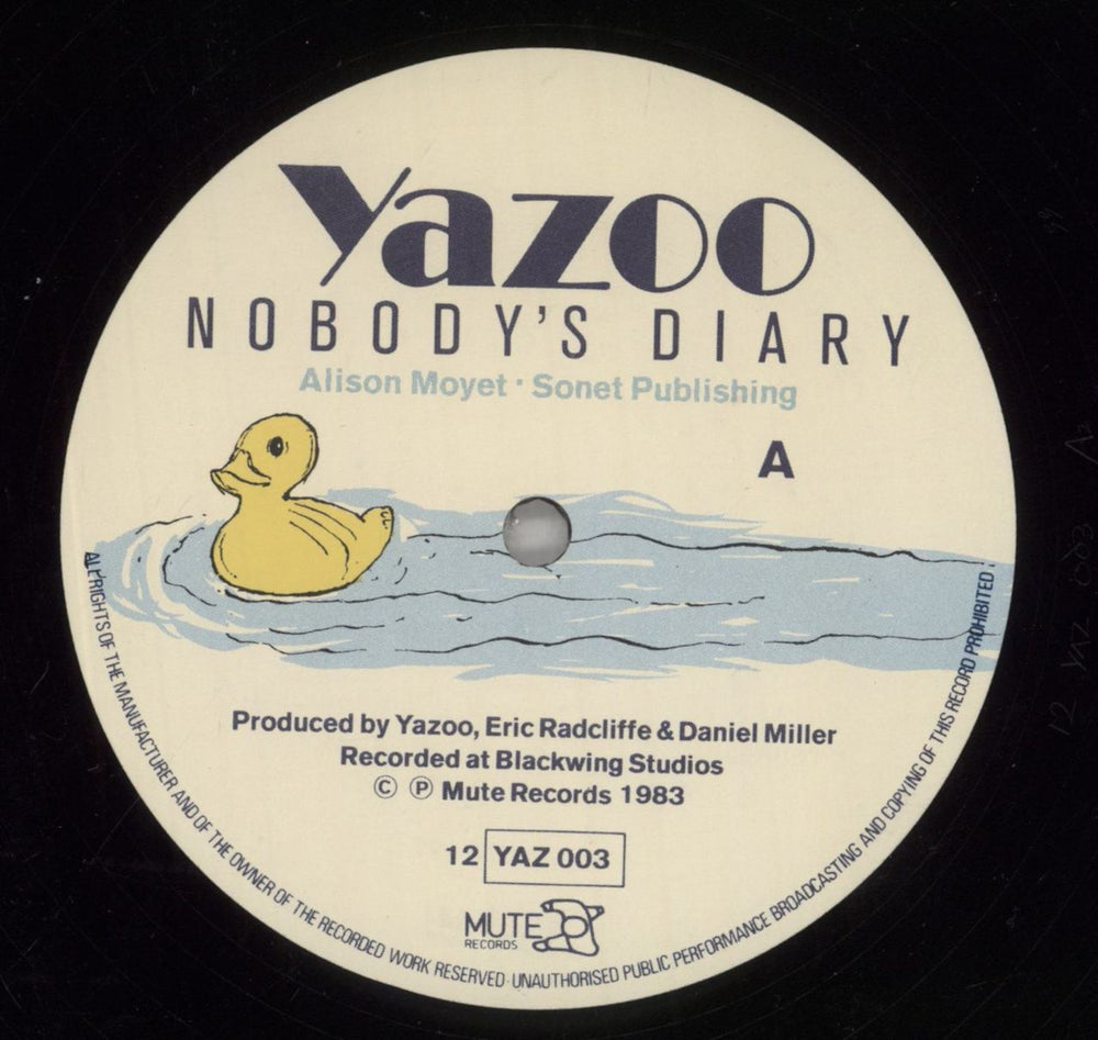 Yazoo Nobody's Diary UK 12" vinyl single (12 inch record / Maxi-single) YAZ12NO10434