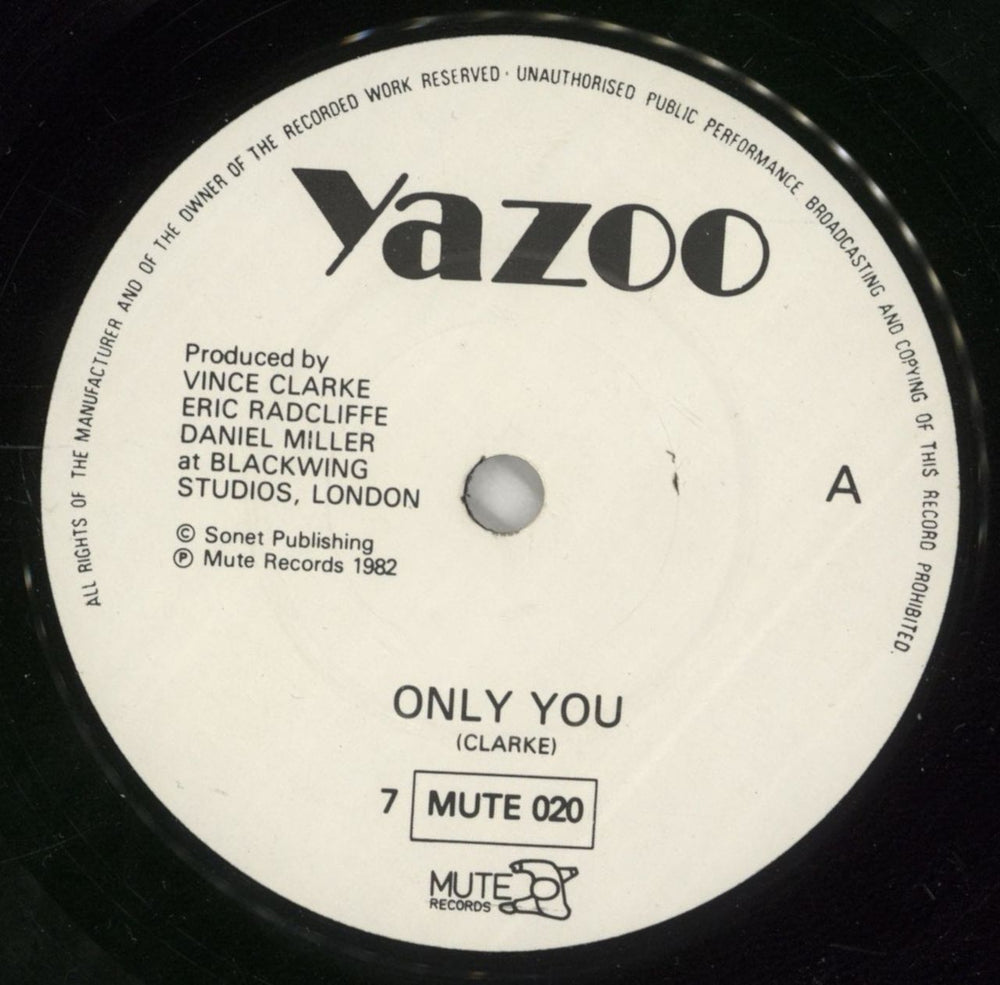 Yazoo Only You - Solid + P/S UK 7" vinyl single (7 inch record / 45) YAZ07ON58177