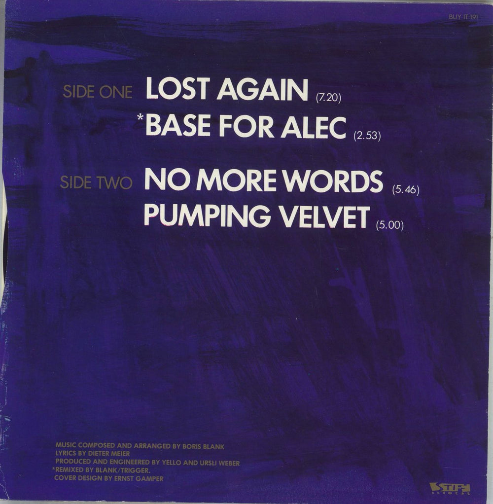 Yello Lost Again UK 12" vinyl single (12 inch record / Maxi-single)