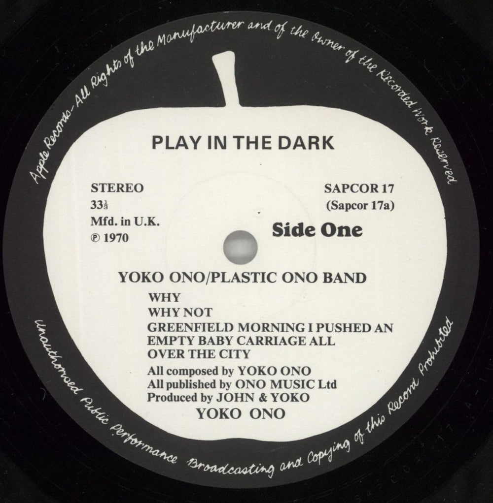 Yoko Ono Yoko Ono / Plastic Ono Band UK vinyl LP album (LP record) ONOLPYO137603