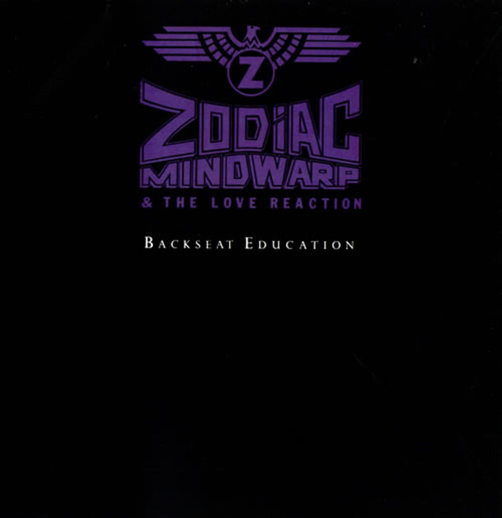 Zodiac Mindwarp Backseat Education - Purple logo UK 12" vinyl single (12 inch record / Maxi-single) ZOD212