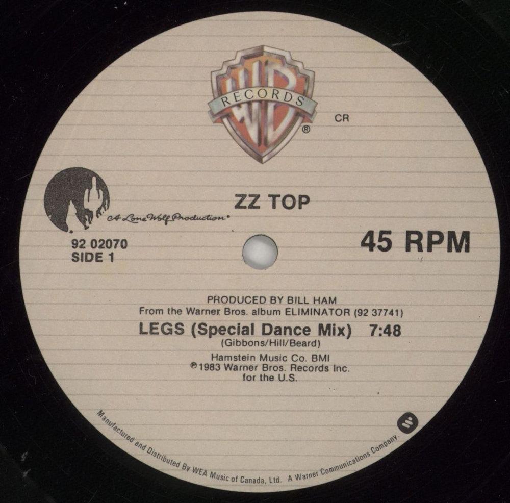 ZZ Top Legs Canadian 12" vinyl single (12 inch record / Maxi-single) ZZT12LE860134
