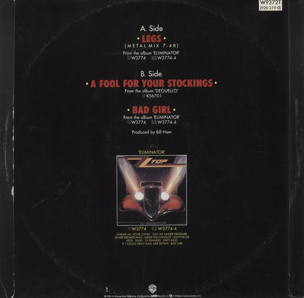 ZZ Top Legs UK 12" vinyl single (12 inch record / Maxi-single)